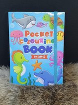 Pocket colouring book Zee dieren, 80 sheets