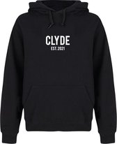 BONNIE & CLYDE couple hoodies zwart (CLYDE - maat S) | Gepersonaliseerd met datum | Matching hoodies | Koppel hoodies