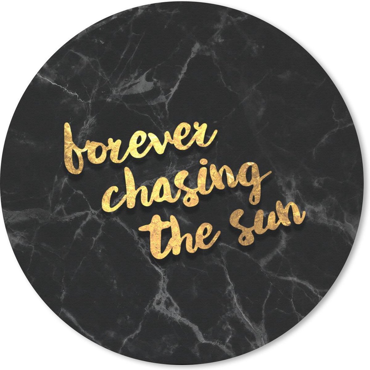 Muismat rond 20x20 cm - Mousepad Quote - Zon - Goud - Zwart - Ronde muismatten