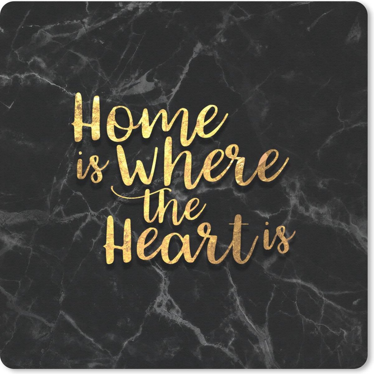 Muismat 20x20 cm - Mousepad Quote - Home - Heart - Goud - Muismatten
