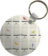 Sleutelhanger - Vogel - Vogelkooi - Patronen - Plastic - Rond - Uitdeelcadeautjes