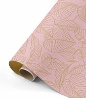 Collectiv Warehouse - Cadeaupapier - roze - goud - Lovely Leaves - 50x300 cm