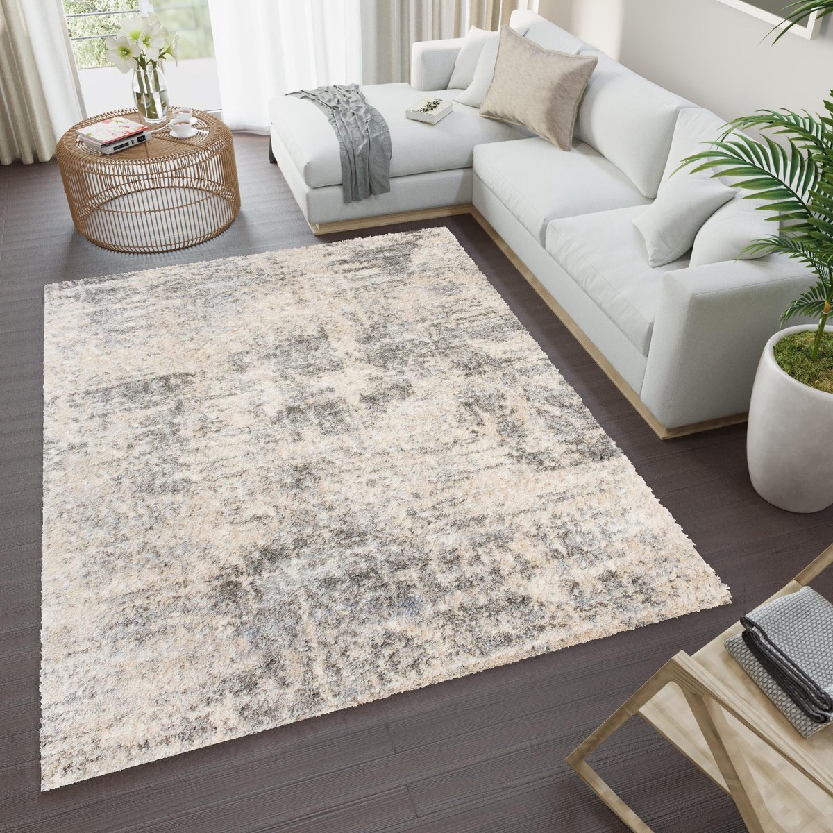 Tapiso Versay Vloerkleed Hoogpolig Shaggy Modern Tapijt Maat- 80x150