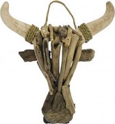 Buffelschedel van drijfhout bruin hout Skull driftwood