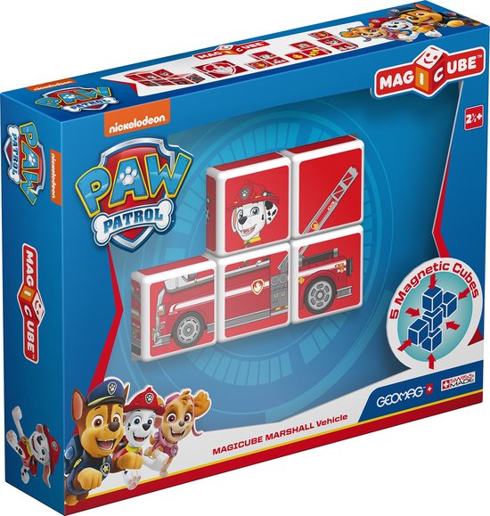 Geomag MagiCube - Constructie kinderspeelgoed - PAW Patrol Marshall - Fire Truck - Gerecycled kunststof - Milieubeuwst - 5-delig