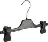 De Kledinghanger Gigant - 40 x Rok / broekhanger kunststof zwart met anti-slip knijpers, 30 cm