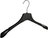 De Kledinghanger Gigant - 10 x Mantel / kostuumhanger kunststof zwart met schouderverbreding en rokinkepingen, 39 cm