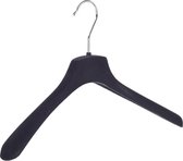 De Kledinghanger Gigant - 220 x Mantel / kostuumhanger kunststof velours zwart met schouderverbreding, 38 cm