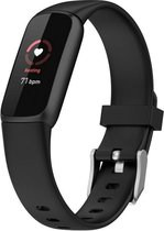 Siliconen Smartwatch bandje - Geschikt voor Fitbit Luxe siliconen bandje - zwart - Strap-it Horlogeband / Polsband / Armband - Maat: Maat L