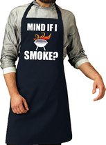 Barbecueschort Mind if i smoke navy heren - Keukenschort heren/ Barbecueschort mannen - Cadeau verjaardag/ vaderdag