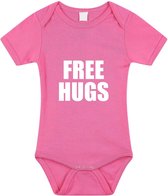 Free hugs tekst baby rompertje roze meisjes - Kraamcadeau - Babykleding 80 (9-12 maanden)