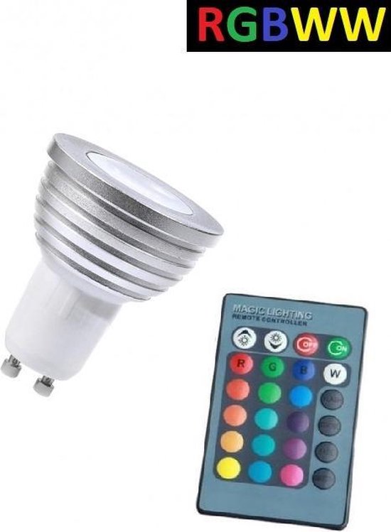 LED Spot RGB + Warm Wit - 5 Watt - GU10
