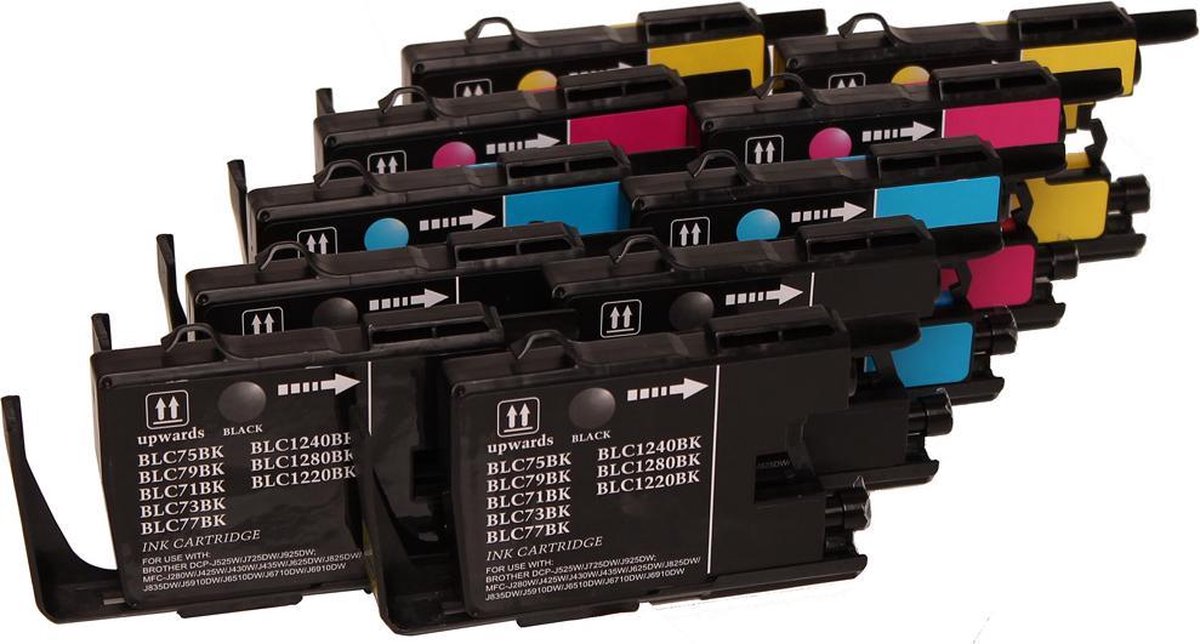 Image of Set 10x ABC huismerk inkt cartridge geschikt voor Brother LC-1220 LC-1240 XL voor DCP-J525W DCP-J725DW DCP-J925DW MFC-J430W MFC-J5910DW MFC-J625DW MFC-J6510DW MFC-J6710DW MFC-J6910DW MFC-J825DW