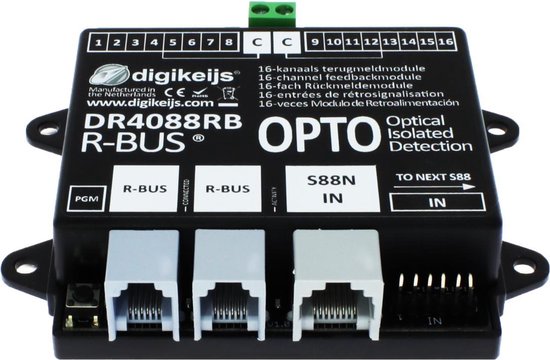 DR4088RB-OPTO 16-kanaals R-BUS terugmeldmodule - Digikeijs