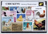 Kippen – Luxe postzegel pakket (A6 formaat) : collectie van 50 verschillende postzegels van kippen – kan als ansichtkaart in een A6 envelop - authentiek cadeau - kado tip - geschenk - kaart - ei - eieren - boederij - hoenderachtigen - toktok