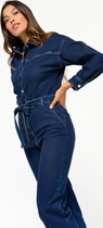 LOLALIZA Denim jumpsuit met ceintuur - Donker Blauw - Maat 34