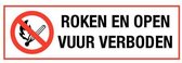 Roken en open vuur verboden bord - kunststof 200 x 75 mm