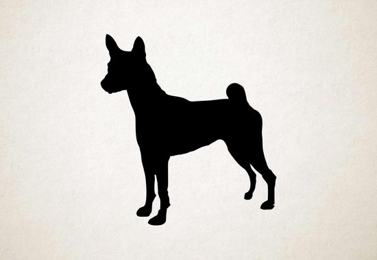 Silhouette hond - Basenji - L - 82x75cm - Zwart - wanddecoratie