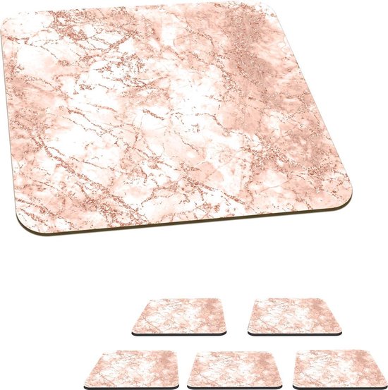 Sous-verres -verres - Marbre - Wit - Rose - 10x10 cm - 6 pièces