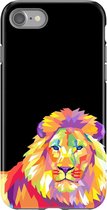 Apple iPhone SE Telefoonhoesje - Extra Stevig Hoesje - 2 lagen bescherming - Met Dierenprint - Leeuw - Oranje