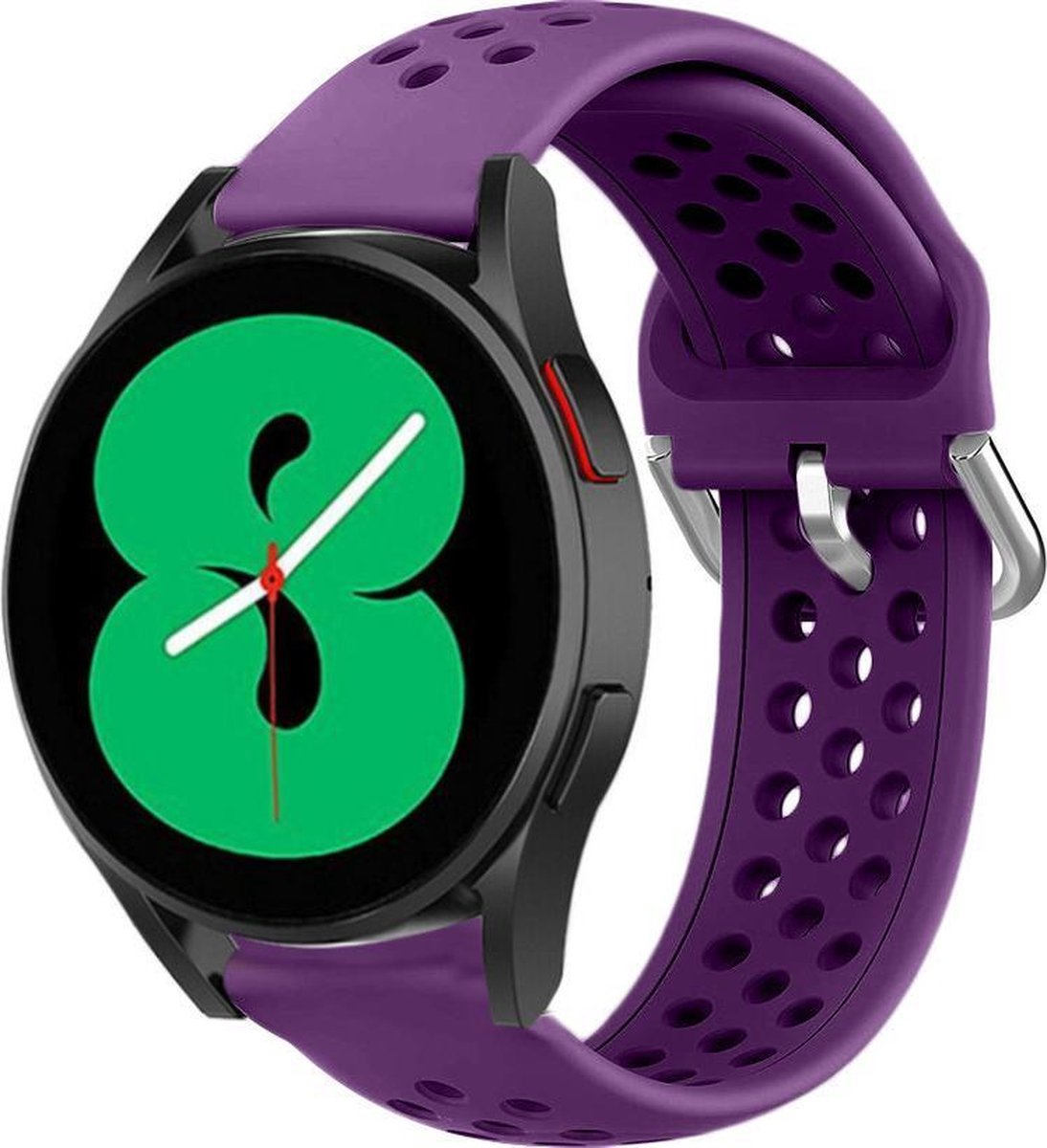Strap-t Siliconen bandje met ventilatiegaatjes - geschikt voor Samsung Galaxy Watch 7 (40 & 44mm) / Galaxy Watch 6 (Classic) / Galaxy Watch 5 / 5 Pro / Watch 4 / 4 Classic / Watch FE - horlogebandje voor Galaxy Watch 4-5-6 alle varianten - paars
