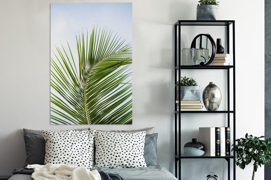 Tableau Toile Feuilles de Palmier - Ciel - Tropical - 80x120 cm - Décoration murale