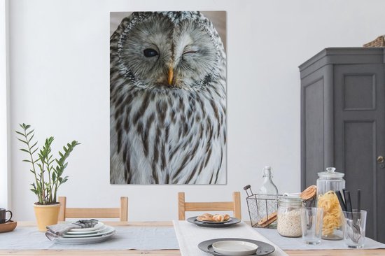 Peintures sur toile Hibou - Ressorts - Portrait - 90x140 cm - Décoration murale