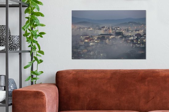 Tableau Toile Turin - Brouillard - Ville - 60x40 cm - Décoration murale