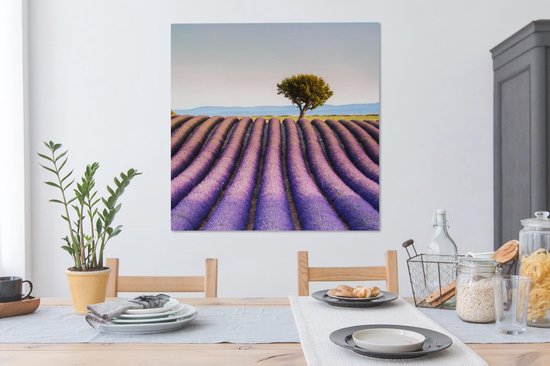 Toile Peinture France - Lavande - Arbre - 90x90 cm - Décoration murale