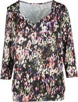 Cassis - Female - T-shirt met impressionistische print  - Zwart