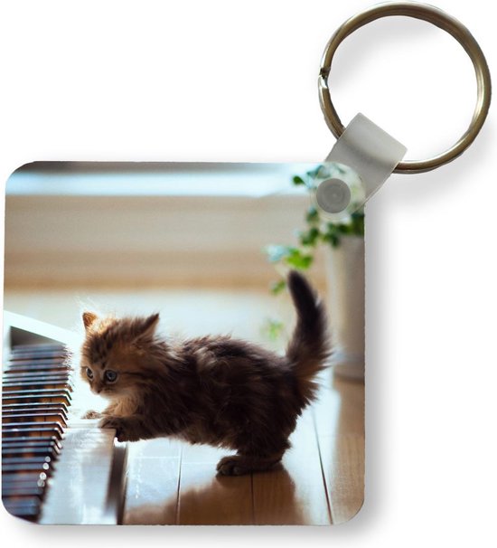 Sleutelhanger - Uitdeelcadeautjes - Kitten - Piano - Dieren - Plastic