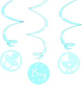 hangdecoratie Boy 15 cm papier blauw 3-delig