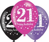 ballonnen "21" Pink Celebration 27,5 cm 6 stuks