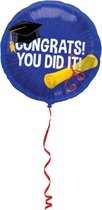 folieballon Congrats You did it! 45 cm paars/geel