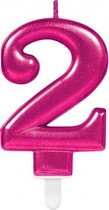 verjaardagskaars 2 roze 9,3 cm