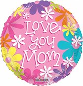 folieballon love you mom dames 46 cm roze