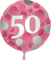 folieballon 50 jaar 45 cm roze