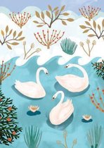 Three Swans Swimming Greeting Card (GCX 903)