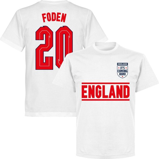 Engeland Foden 20 Team T-Shirt - Wit - 5XL