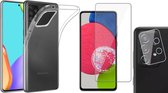Hoesje geschikt voor Samsung Galaxy A52s - Siliconen Backcover - Transparant - Met Screenprotector en Camera Screen Protector