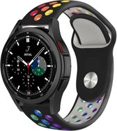 Strap-it Watch 4 & Watch 5 bandje - Samsung Galaxy Watch 4 Classic 42mm sport band - zwart/kleurrijk - Geschikt voor Samsung Galaxy Watch 5 Pro – 44mm – 40mm & Galaxy Watch 4 40mm,