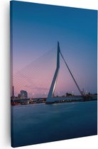 Artaza Canvas Schilderij Erasmusbrug In Rotterdam Met Zonsondergang - 80x100 - Groot - Foto Op Canvas - Canvas Print