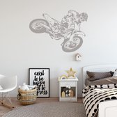 Muursticker Crossmotor -  Zilver -  160 x 116 cm  -  baby en kinderkamer - Muursticker4Sale