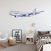Muursticker Vliegtuig -  Donkerblauw -  120 x 30 cm  -  baby en kinderkamer - Muursticker4Sale