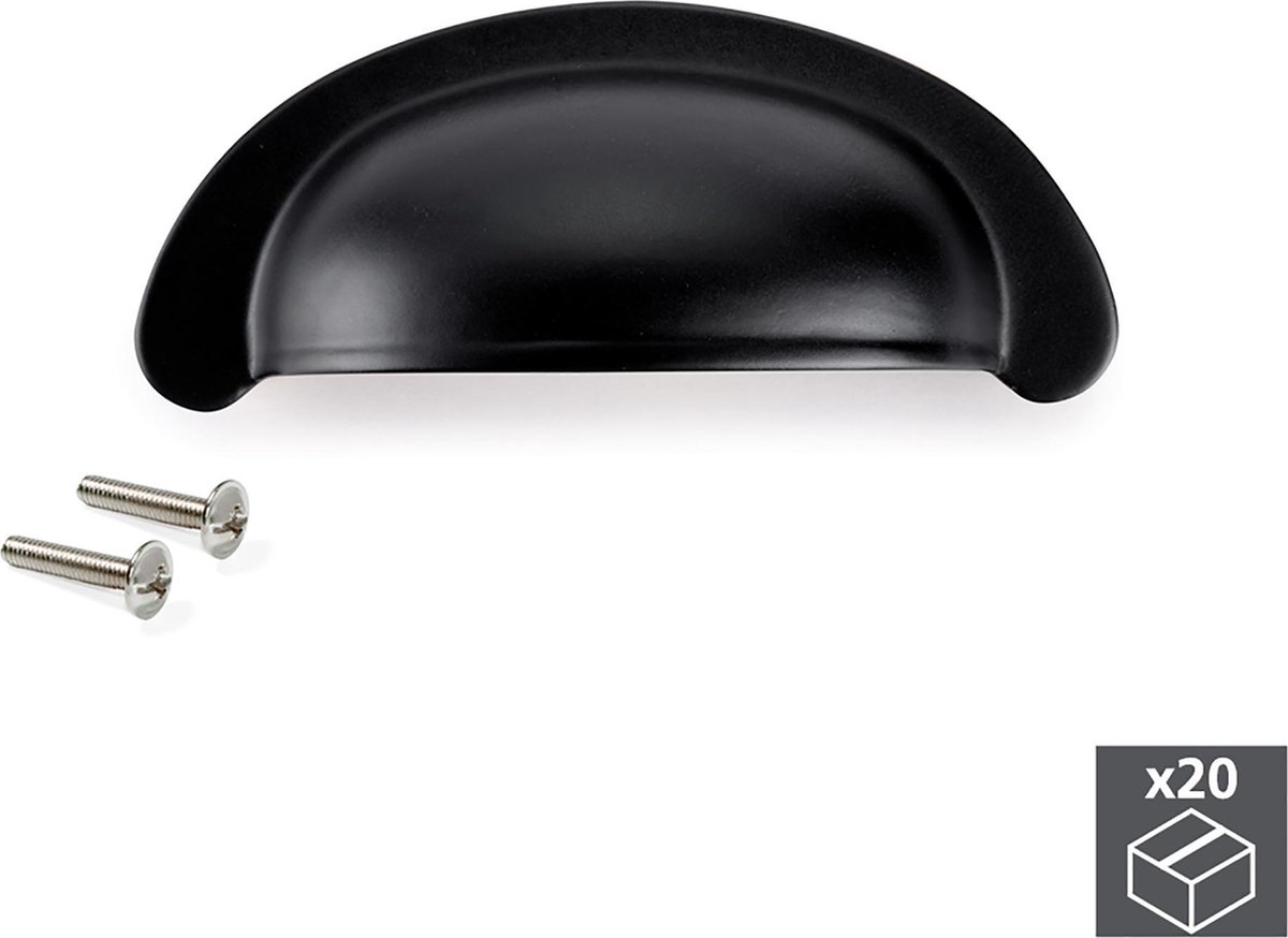 Emuca Meubelgrepen, gatenafstand 64 mm, Zamak, Zwart, 20 st.