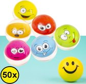 Decopatent Cadeaux à distribuer 50 PCS Happy Smiley Balles rebondissantes Balls Ø3.2 Cm - Cadeaux à distribuer pour les enfants - Jouets
