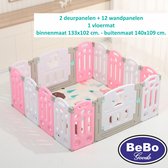 Grondbox, kruipbox, speelbox, playpen, baby, peuter en kind roze/wit 12+2