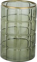 Windlicht - Tafellamp - Kaarsenhouder - Lantaarn - Groen - 15x15x23cm - Rond Glas