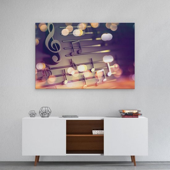 Artaza - Peinture sur toile - Illustration de notes de musique - Abstrait - 90x60 - Photo sur toile - Impression sur toile