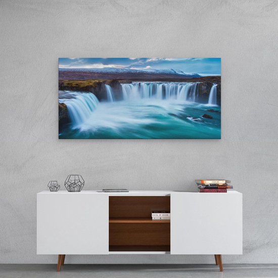 Artaza - Peinture Sur Toile - Chutes d'eau Dans L' Water Blauw Vert - 100x50 - Groot - Photo Sur Toile - Impression Sur Toile